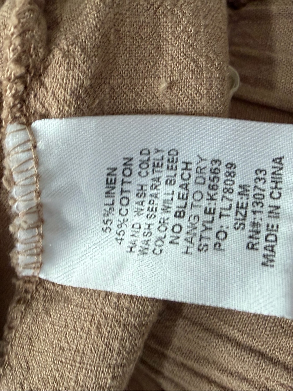 Boutique Umgee Linen Blend Cropped Frayed Wide Leg Boho Pants Khaki Taupe Size M - Picture 5 of 7